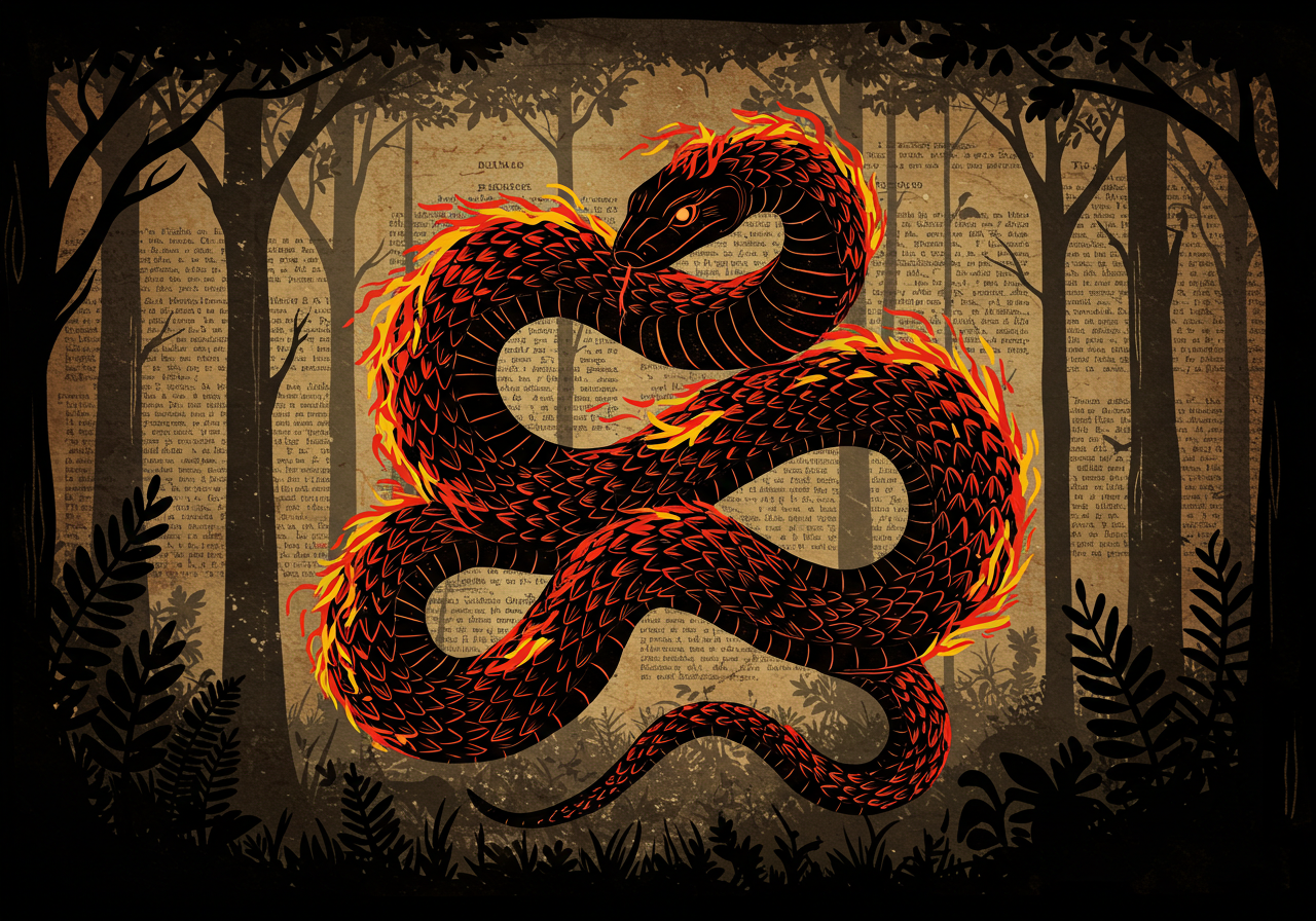 Boitatá em forma de serpente luminosa